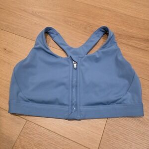 Athleta Womens Size L Blue Ultimate Zip Front Bra No Padding